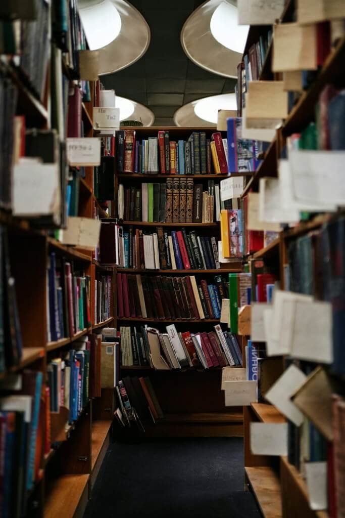 bibliothèque avec rayonnage de livres
