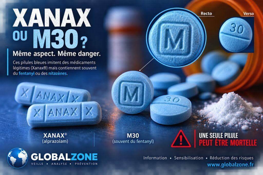 image d un comprimé de xanax ou M30
