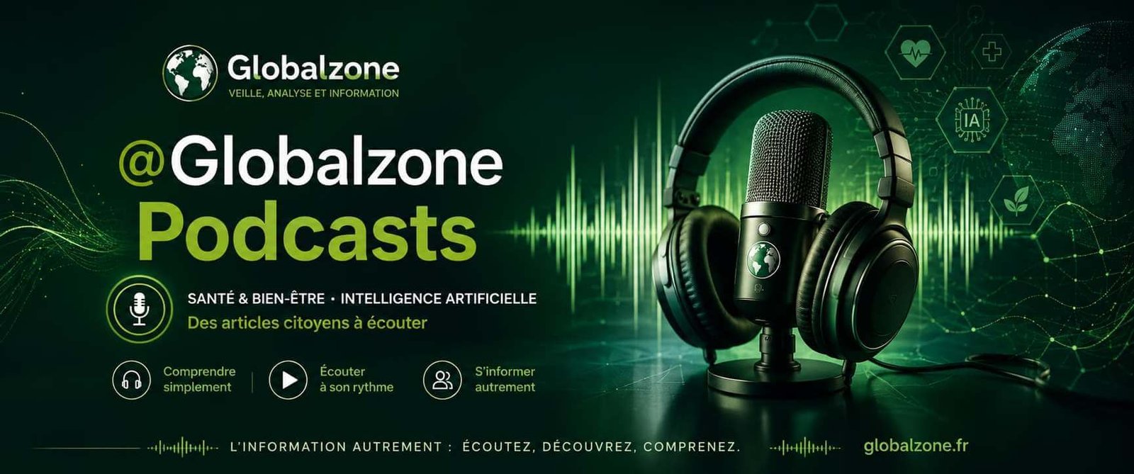 Globalzone Podcasts _ santé et IA 3 représente les podcasts de globalzone